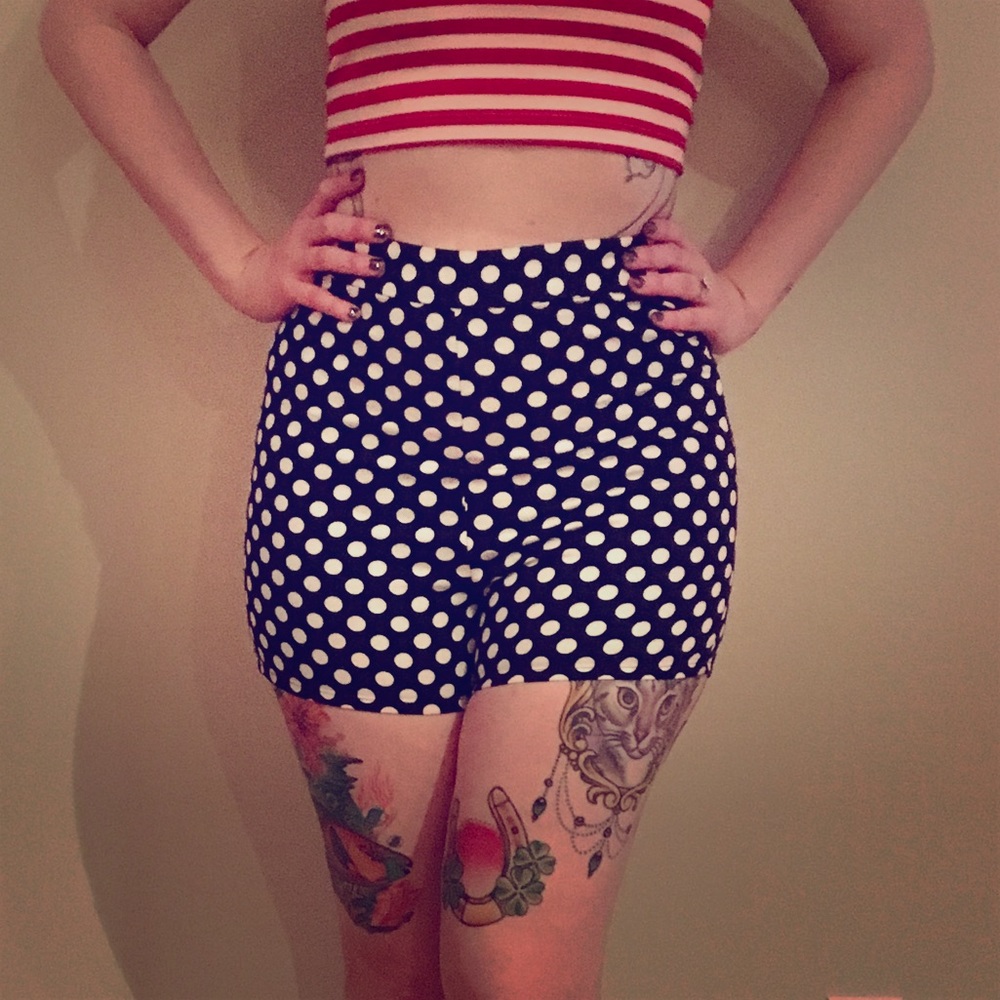 Polka dot high waisted shorts